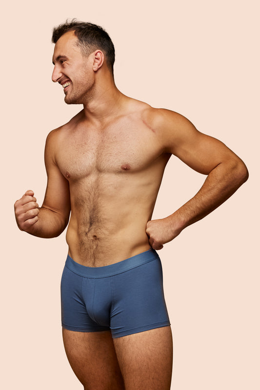 Pétrone shorty coton bio tencel bleu céruléen homme