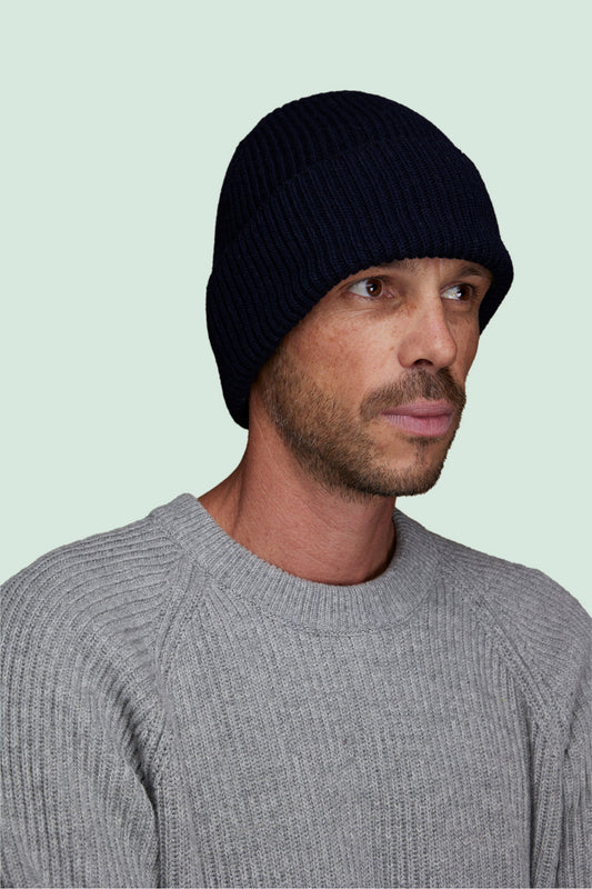 Pétrone bonnet homme zoom bleu marine