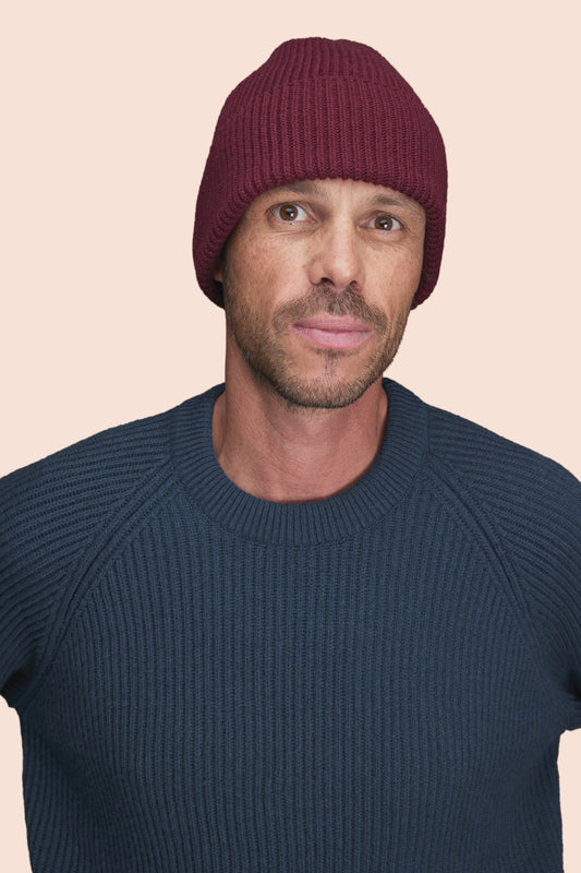 Pétrone bonnet homme bordeaux foncé