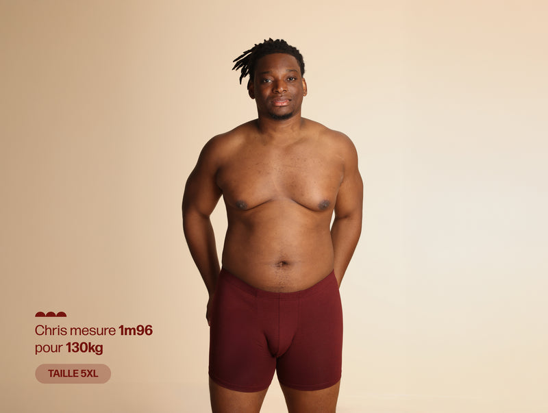 Pétrone boxer confort grandes tailles 3xl 4xl 5xl coton biologique tencel bordeaux foncé homme#couleur_bordeaux-foncé