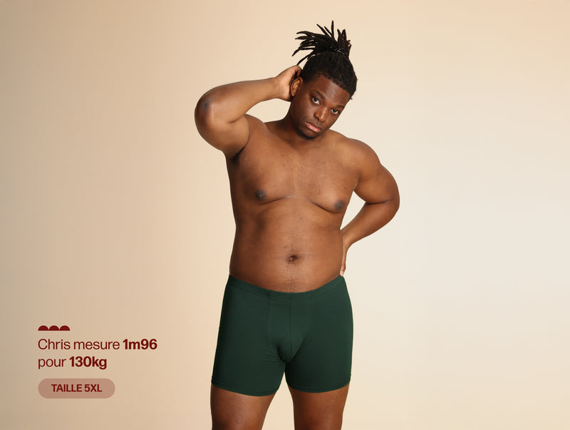 Pétrone boxer confort grandes tailles 3xl 4xl 5xl coton biologique tencel vert bouteille homme#couleur_vert-bouteille