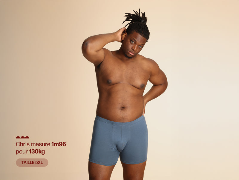 Pétrone boxer confort grandes tailles 3xl 4xl 5xl coton biologique tencel bleu céruléen homme#couleur_bleu-céruléen