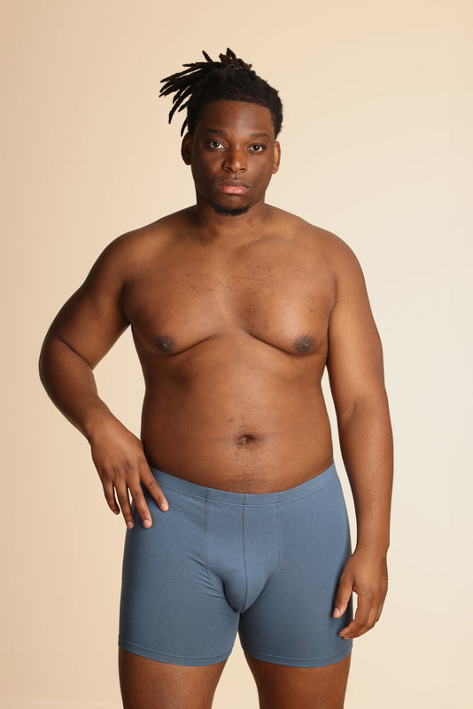 Pétrone boxer confort grandes tailles 3xl 4xl 5xl coton biologique tencel bleu céruléen homme