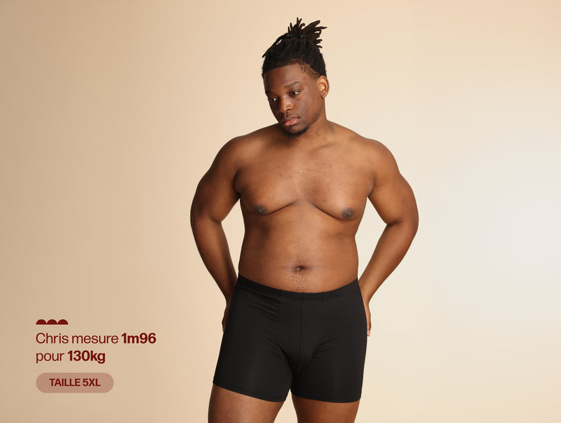 Pétrone boxer confort grandes tailles 3xl 4xl 5xl coton biologique tencel noir homme#couleur_noir