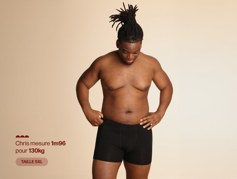 Pétrone boxer sport grandes tailles 3xl 4xl 5xl tencel noir homme#couleur_noir