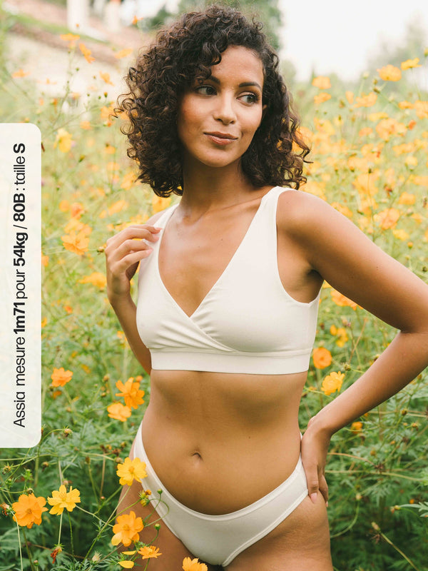 Pétrone brassière croisée blanc crème femme#couleur_blanc-crème
