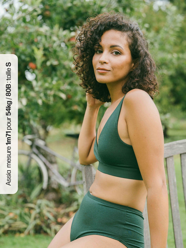 Pétrone brassière croisée vert bouteille femme#couleur_vert-bouteille