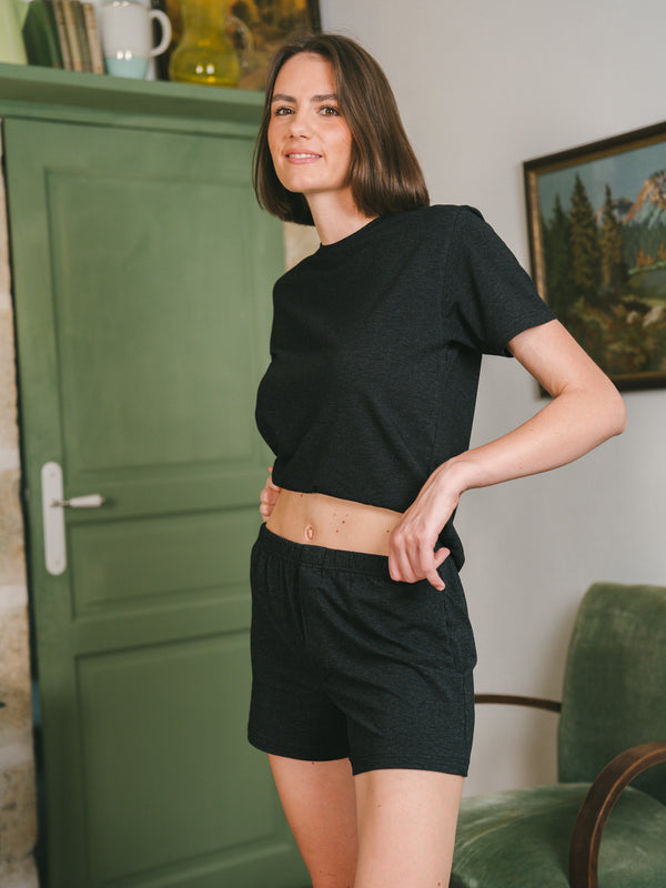 Pétrone caleçon coton pima micromodal gris anthracite femme#couleur_gris-anthracite