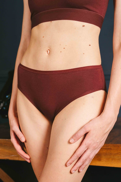 Pétrone culotte femme confortable coton biologique tencel bordeaux