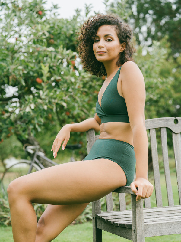 Pétrone culotte femme taille haute coton biologique tencel vert bouteille #couleur_vert-bouteille