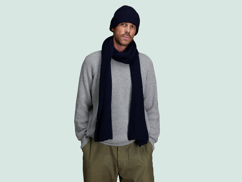 Pétrone écharpe homme bleu marine#couleur_bleu-marine