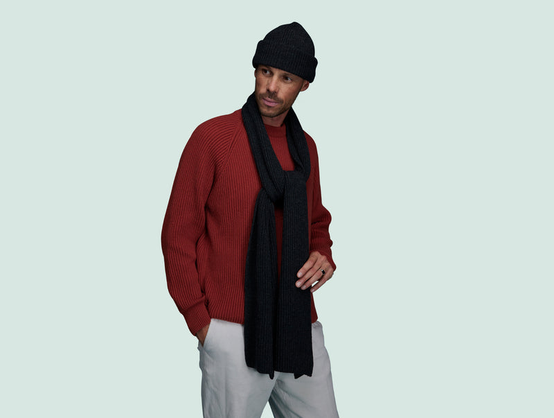 Pétrone écharpe homme zoom gris anthracite chiné#couleur_gris-anthracite-chiné