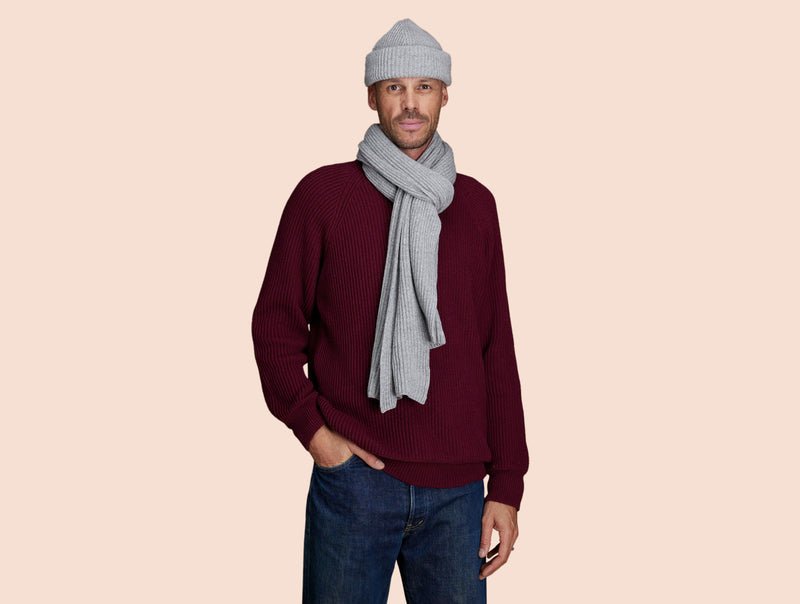 Pétrone écharpe homme gris clair chiné#couleur_gris-chiné-clair