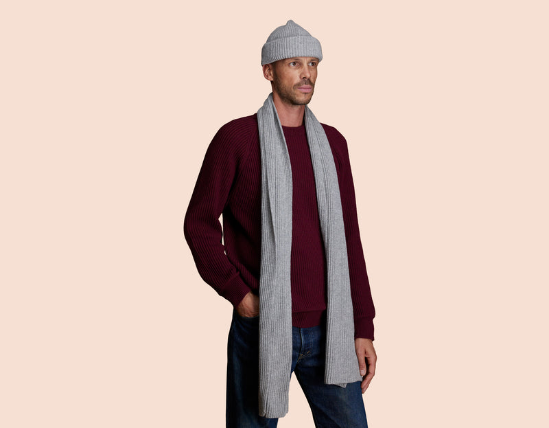 Pétrone écharpe homme gris clair chiné#couleur_gris-chiné-clair