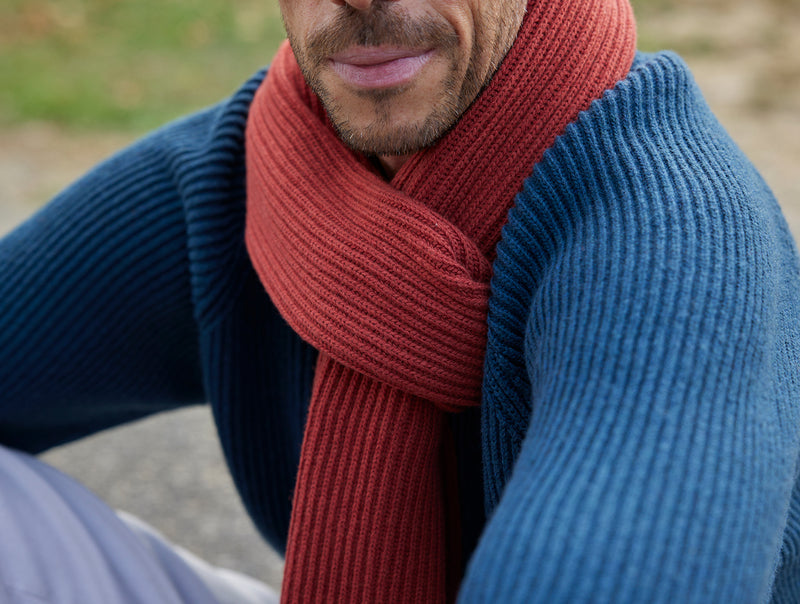 Pétrone écharpe homme zoom rouille#couleur_rouille