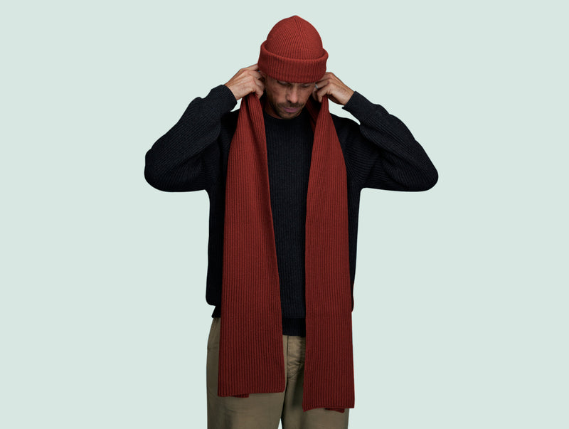 Pétrone écharpe homme zoom rouille#couleur_rouille