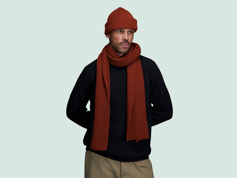 Pétrone écharpe homme zoom rouille#couleur_rouille