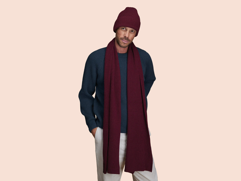 Pétrone écharpe homme bordeaux foncé#couleur_bordeaux-foncé