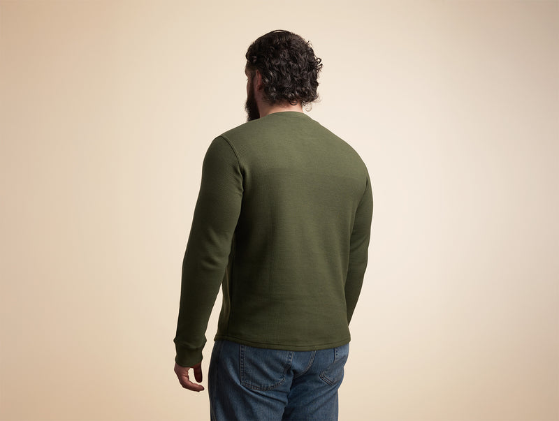 Pétrone Henley cormac manches longues coton bio Tencel vert kaki homme#couleur_vert-kaki