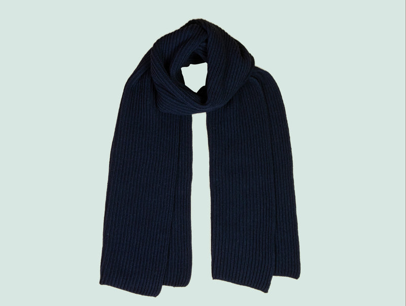 Pétrone écharpe homme posée bleu marine#couleur_bleu-marine