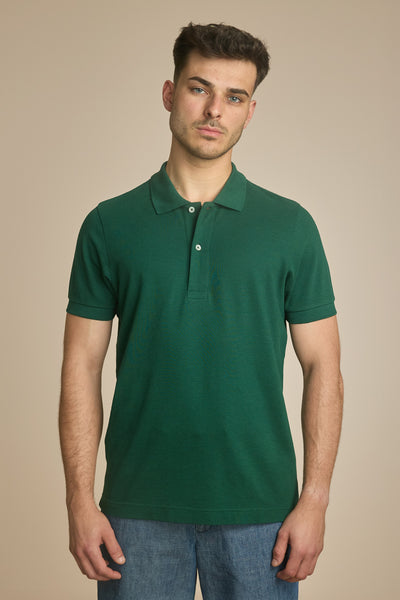 Pétrone Polo manches courtes Tencel coton bio vert homme