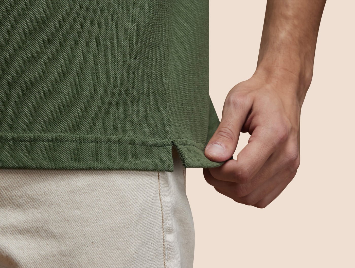 Pétrone Polo manches courtes Tencel coton bio vert kaki homme#couleur_vert-kaki