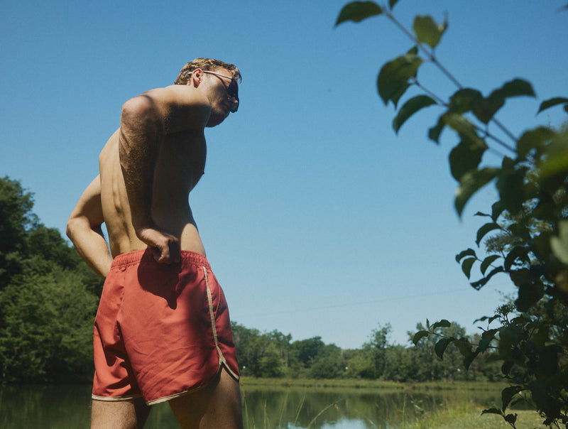 Pétrone short bain polyester recyclé rouille homme#couleur_rouille