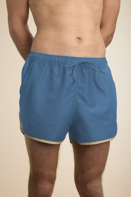Pétrone short bain polyester recyclé bleu céruléen homme