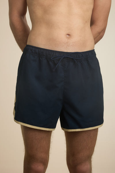 Pétrone short bain polyester recyclé bleu marine homme