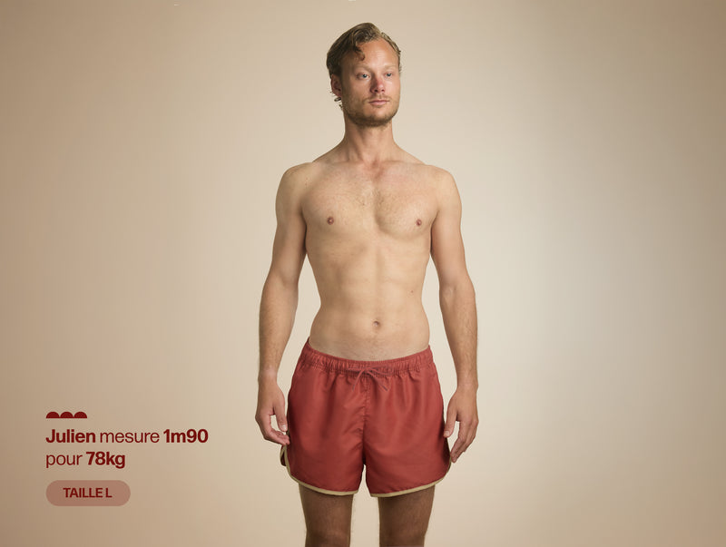 Pétrone short bain polyester recyclé rouille homme#couleur_rouille