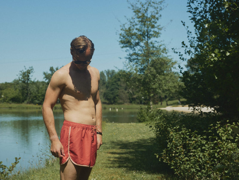 Pétrone short bain polyester recyclé rouille homme#couleur_rouille