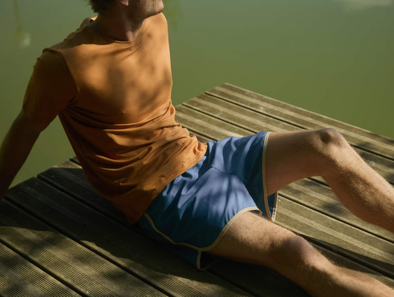 Pétrone short bain polyester recyclé bleu céruléen homme#couleur_bleu-céruléen