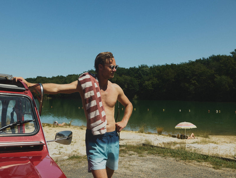 Pétrone short bain polyester recyclé dégradé de bleus homme#couleur_dégradé-de-bleus