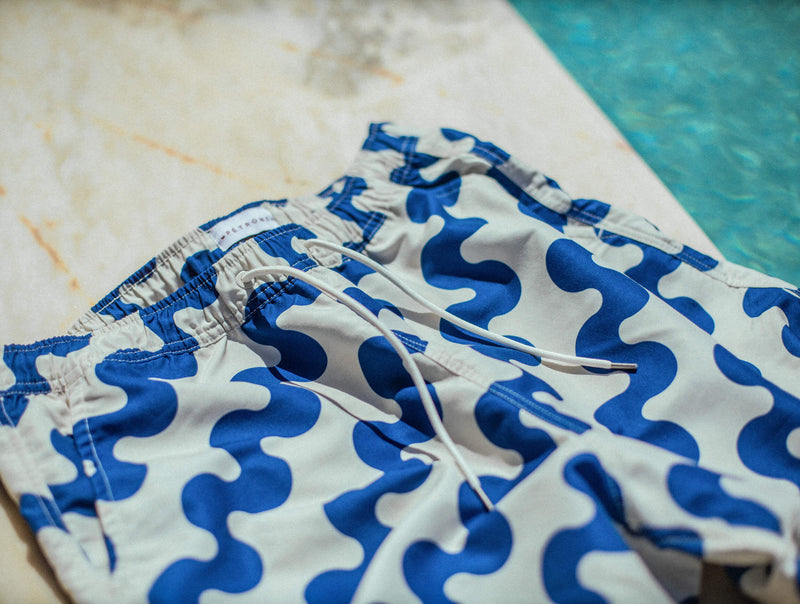 Pétrone short bain polyester recyclé vagues bleues homme#couleur_vagues-bleues