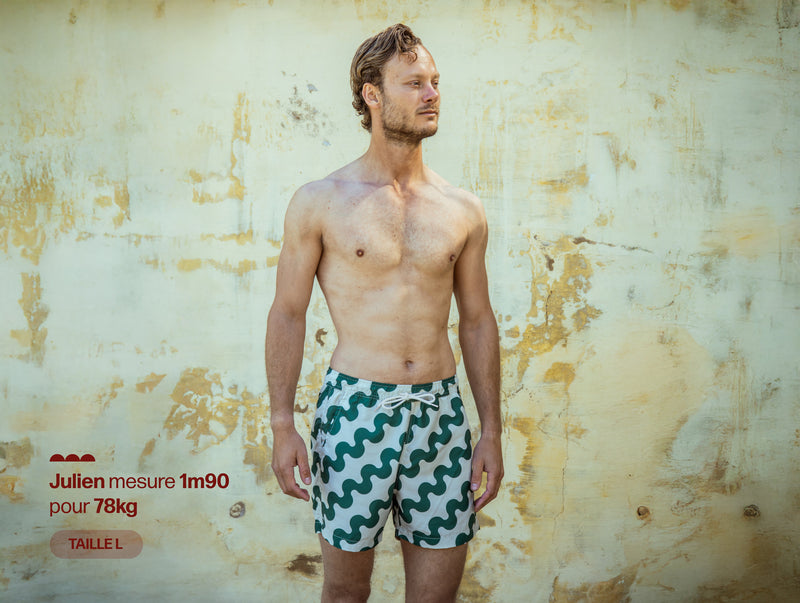 Pétrone short bain polyester recyclé vagues vertes homme#couleur_vagues-vertes