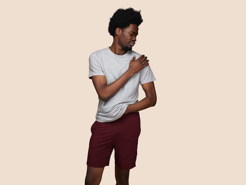 Pétrone short de pyjama coton biologique tencel bordeaux foncé homme#couleur_bordeaux-foncé