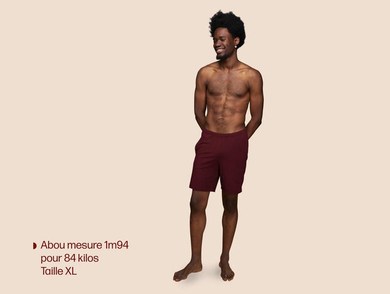 Pétrone short de pyjama coton biologique tencel bordeaux foncé homme#couleur_bordeaux-foncé
