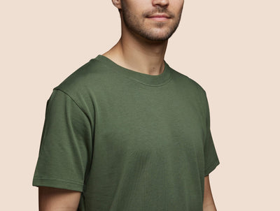 Pétrone T-shirt manches courtes coton pima micromodal vert kaki homme#couleur_vert-kaki