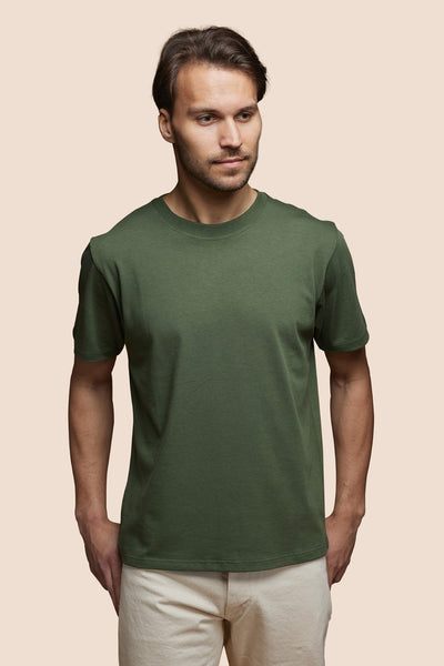 Pétrone T-shirt manches courtes coton pima micromodal vert kaki homme