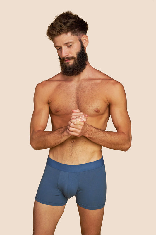 Pétrone boxer coton bio bleu céruléen homme
