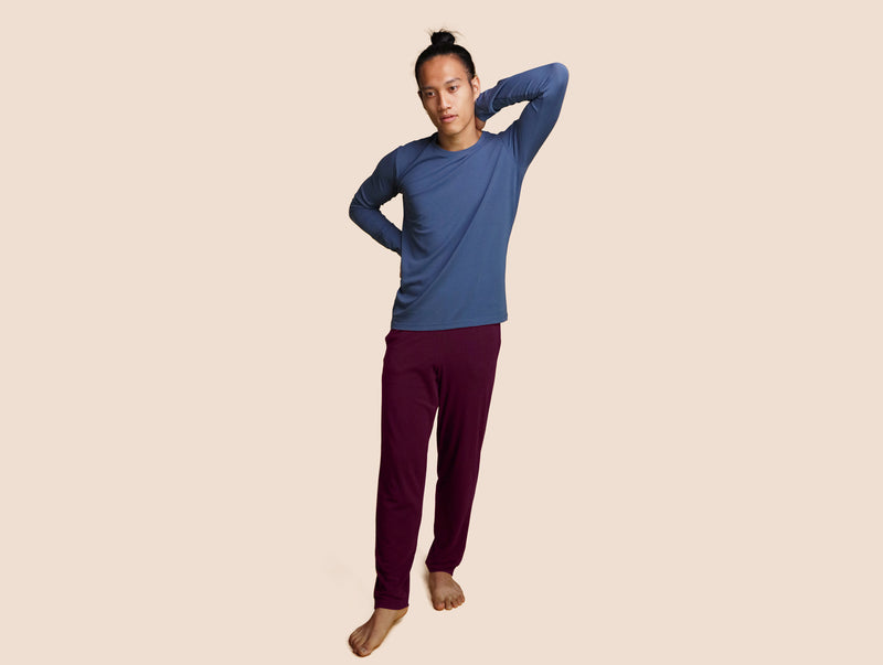 Pétrone pantalon de pyjama coton pima micromodal lie de vin homme#couleur_lie-de-vin