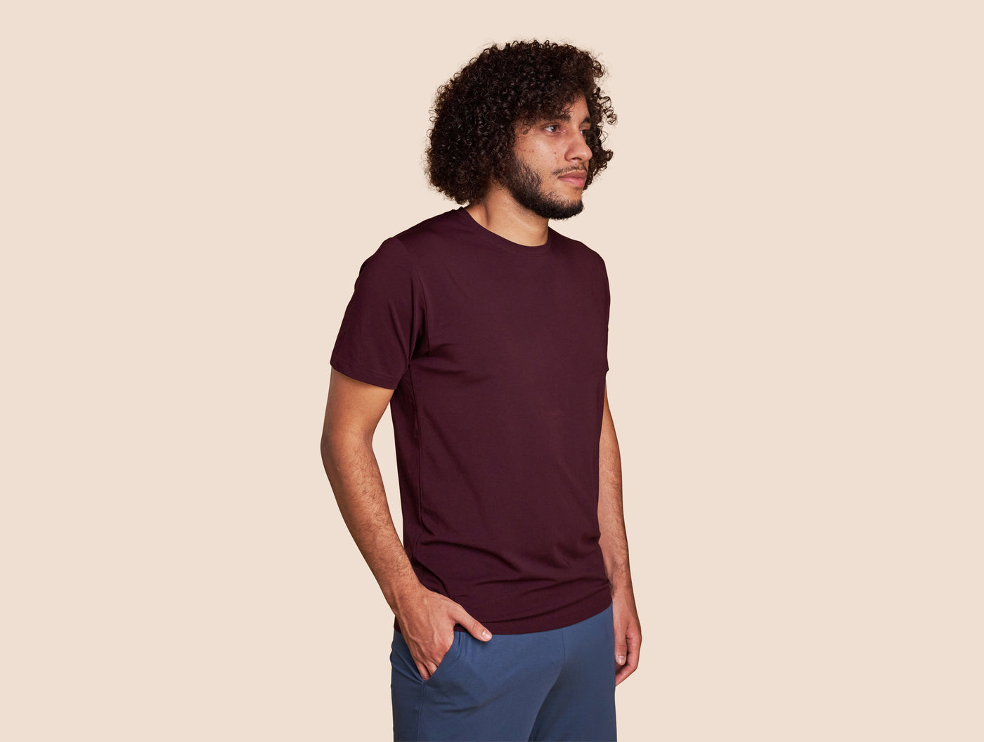 Pétrone T-shirt manches courtes coton pima micromodal lie de vin homme#couleur_lie-de-vin