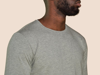 Pétrone T-shirt manches longues coton pima micromodal gris chiné clair homme#couleur_gris-chiné-clair