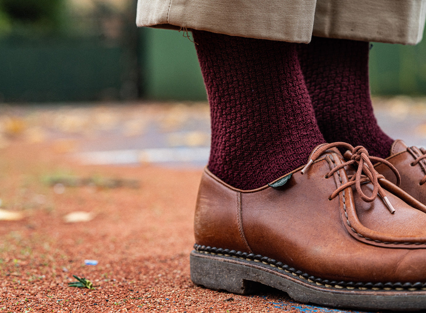 Chaussettes chaudes épaisses bordeaux homme
