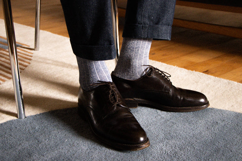 Petrone-chaussettes-lin-coton-homme-bleu chiné#couleur_bleu-chiné 
