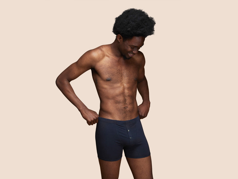 Pétrone boxer héritage coton biologique tencel bleu marine homme#couleur_bleu-marine