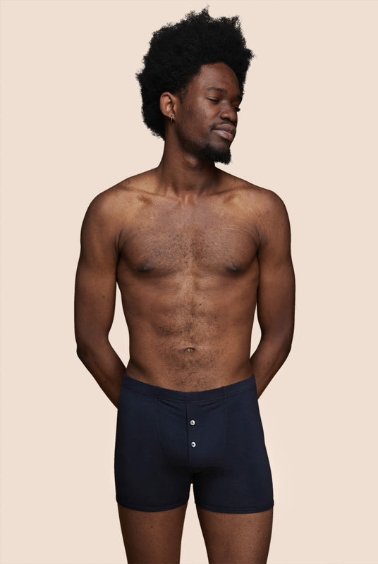 Pétrone boxer héritage coton biologique tencel bleu marine homme