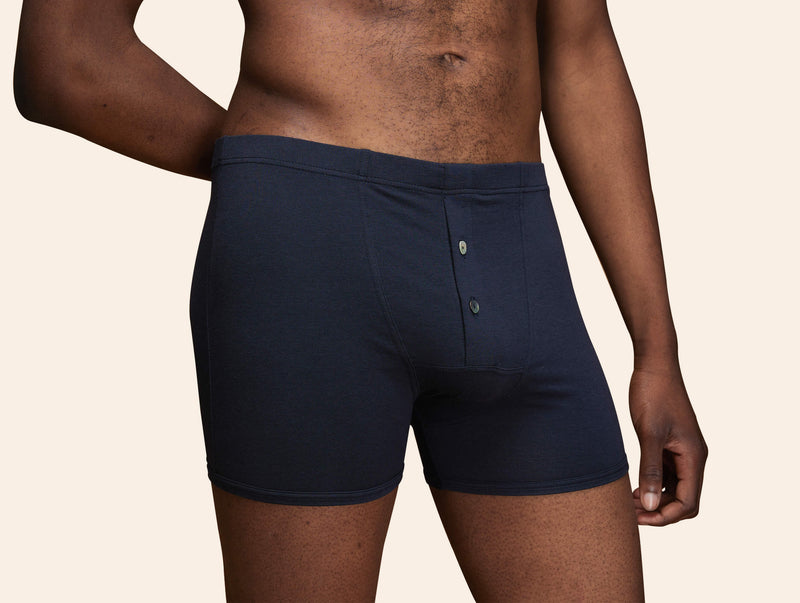 Pétrone boxer héritage coton biologique tencel bleu marine homme#couleur_bleu-marine