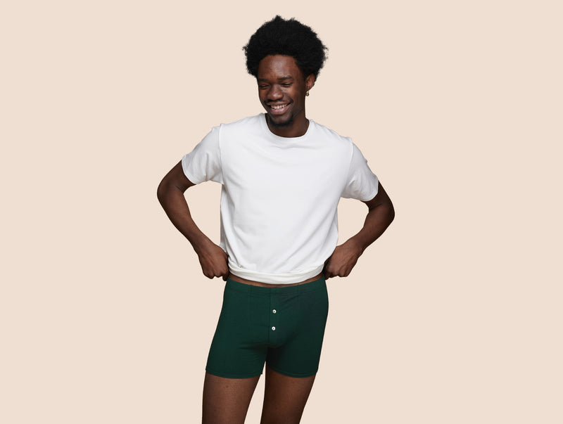 Pétrone boxer héritage coton biologique tencel vert bouteille homme#couleur_vert-bouteille