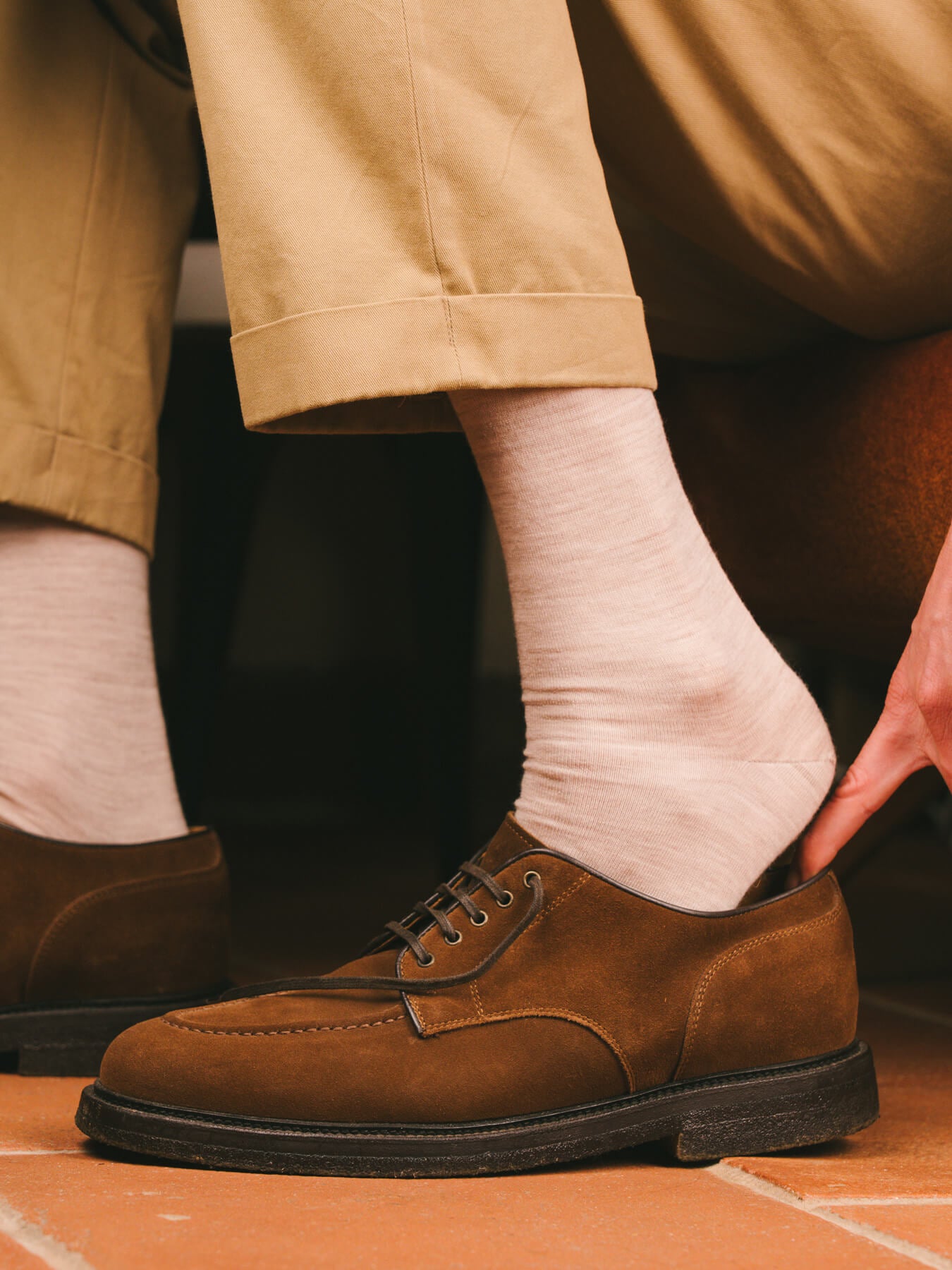 Pétrone chaussettes laine mérinos beige chiné homme#couleur_beige-chiné